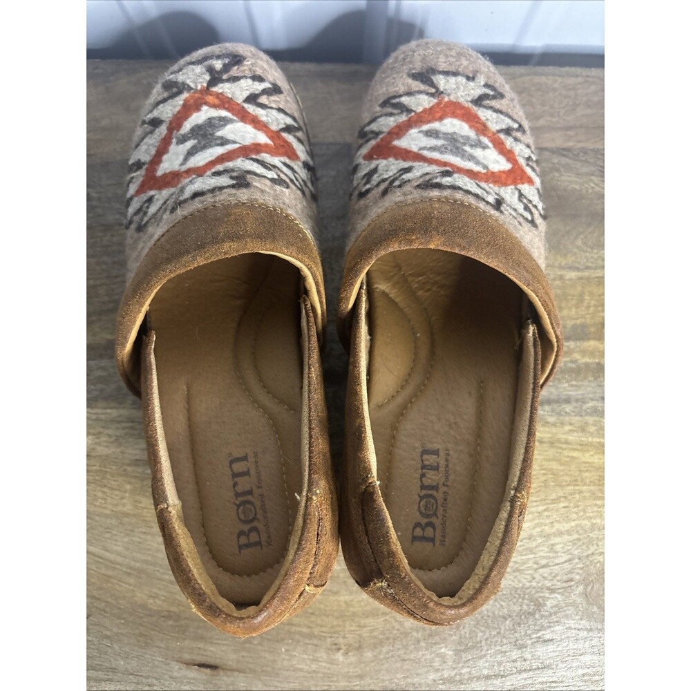 Born Bailie Clogs Leather And Woven Size 8 - Picture 6 of 8
